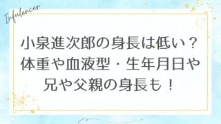 小泉進次郎の身長は低い？体重や血液型・生年月日や兄や父親の身長も！