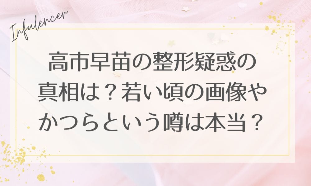 高市早苗の整形疑惑の真相は？若い頃の画像やかつらという噂は本当？