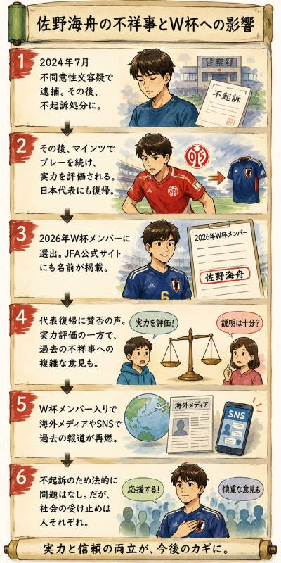 佐野海舟のハニートラップ説は本当？不祥事の真相やW杯への影響も調査！